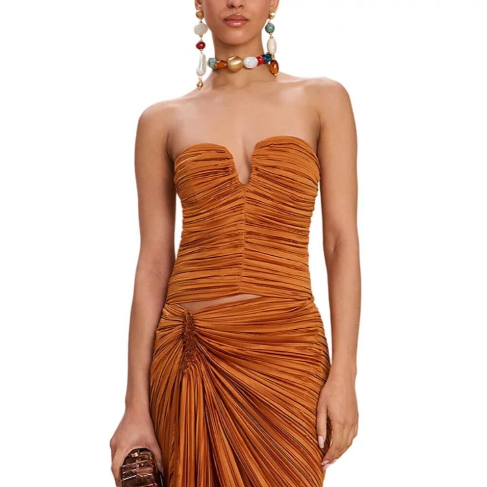 Cult Gaia Set - Maria Plissé Strapless Bustier Top & Sonoma Ruched Skirt